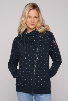 Kapuzensweatjacke mit asymmetrischem Zipper