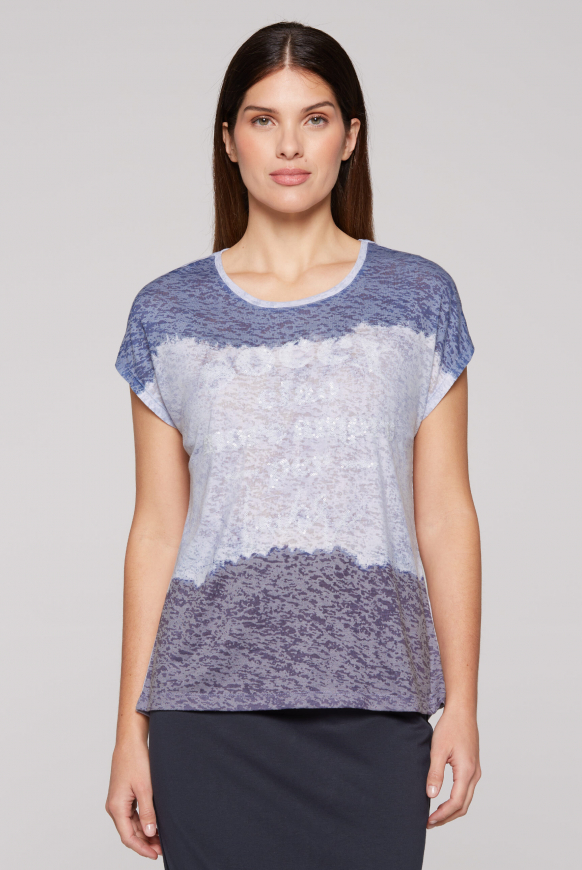 Ausbrenner-Shirt mit All Over Print und Pailletten