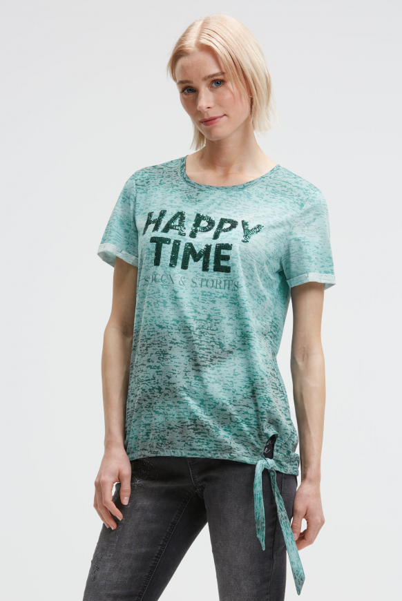 Ausbrenner-Shirt mit Pailletten-Wording