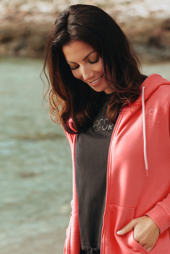 Kapuzensweatjacke mit Rücken-Print
