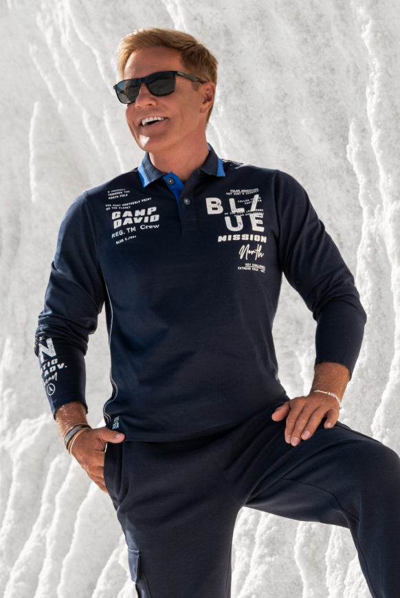 Langärmliges Poloshirt mit Puffprints