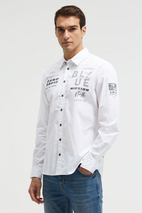 Strukturiertes Langarmhemd mit Used Print