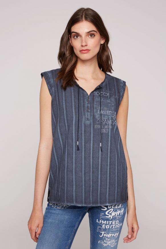 Ärmellose Bluse mit Rücken-Artwork pacific navy