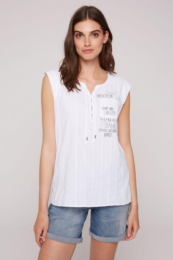 Ärmellose Bluse mit Rücken-Artwork opticwhite