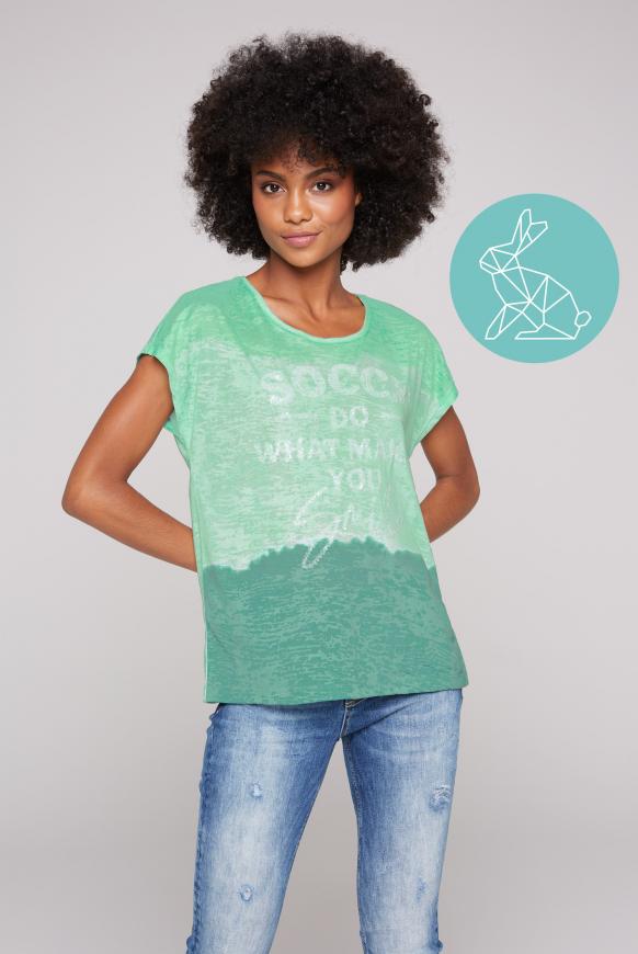 Ärmelloses Ausbrenner-Shirt mit Pailletten-Artwork leafy mint