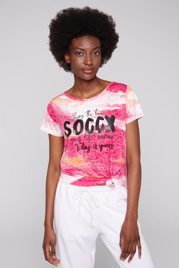 Ausbrenner-T-Shirt mit All Over Print pink punch
