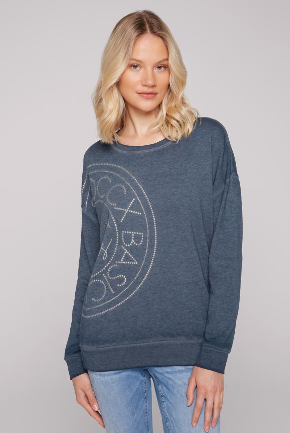 Basic Sweatshirt mit Glitter Print blue navy