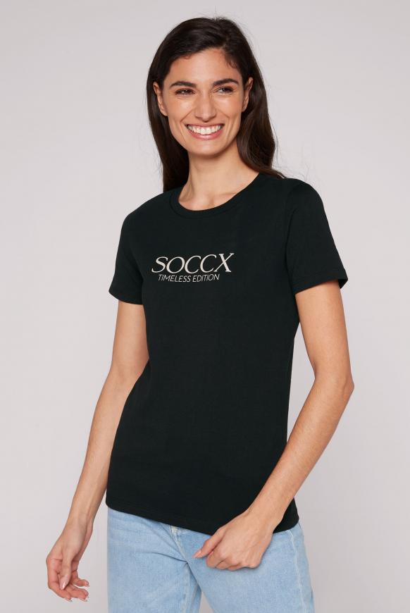 Basic T-Shirt mit Logo Print black