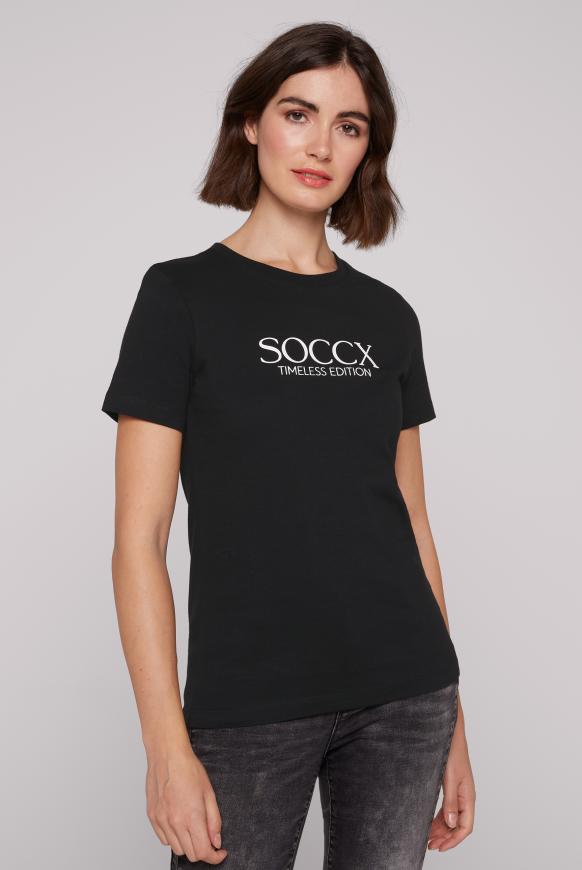 Basic T-Shirt mit Logo Print black