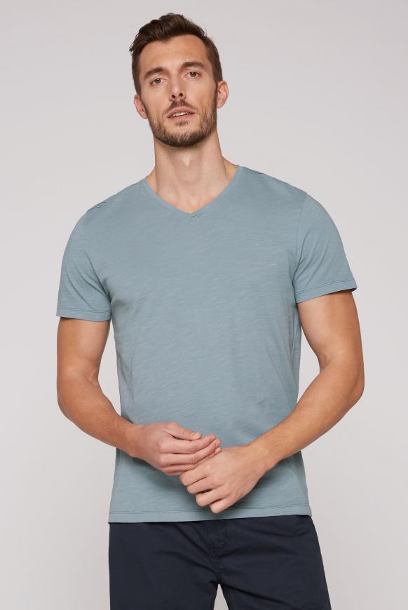 Basic T-Shirt mit V-Ausschnitt concrete grey