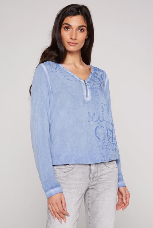 Blusenshirt mit Artwork und Zipper happy blue