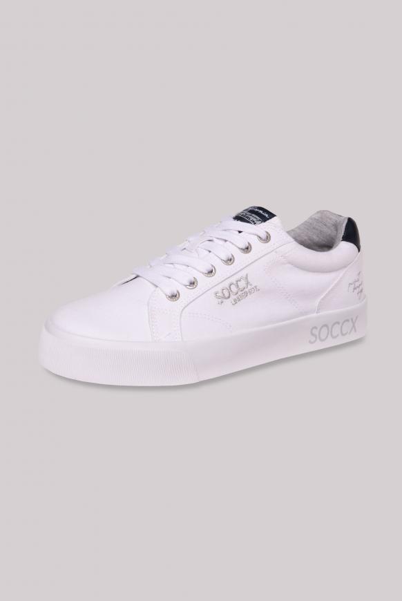 Canvas Plateau Sneaker mit Logo-Stick white