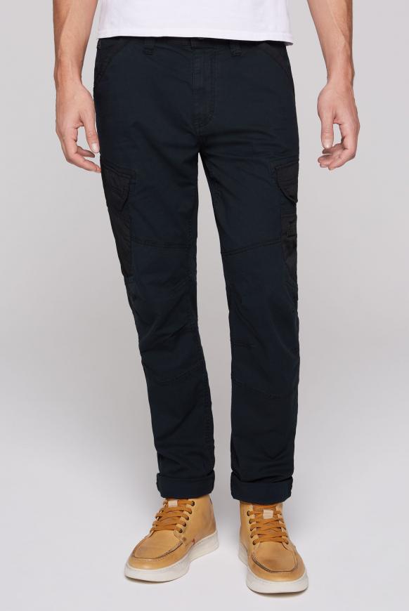 Cargohose mit Taschen im tonigen Materialmix blue navy