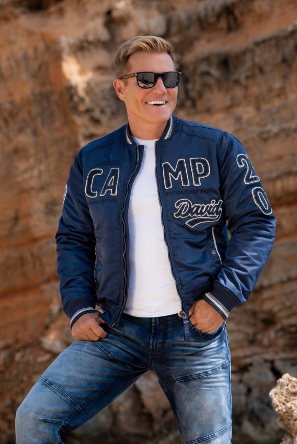 College-Blouson mit Frottee-Logo dark teal