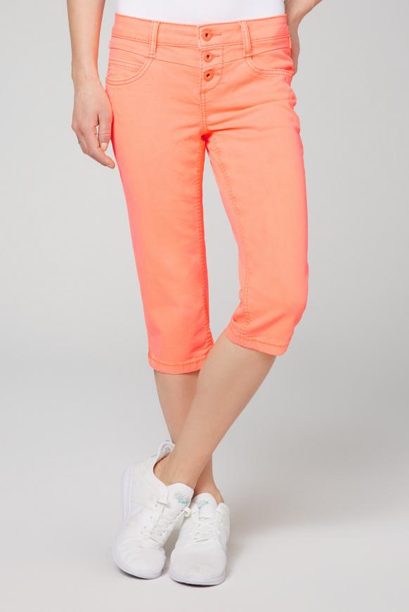 Coloured Capri Jeans LY:IA mit Knopfleiste neon papaya