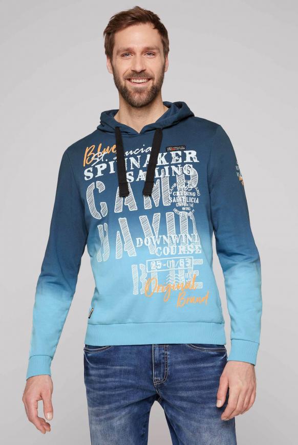 Dip Dye Hoodie mit Frontprint blue navy / summer aqua