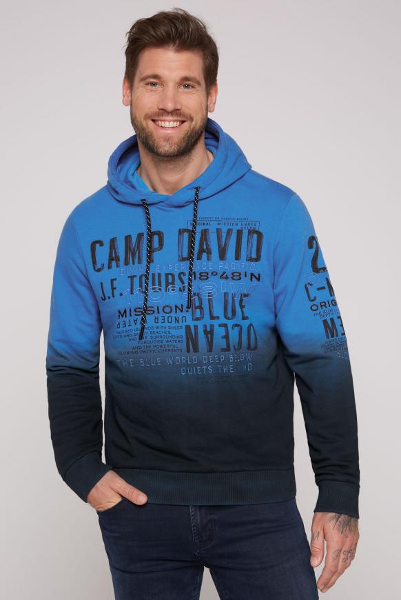 Dip Dye Hoodie mit Prints und Stickereien pacific blue