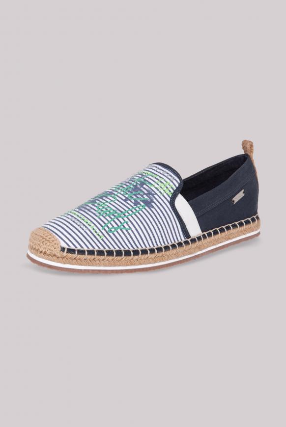 Espadrille mit Streifen-Design und Print