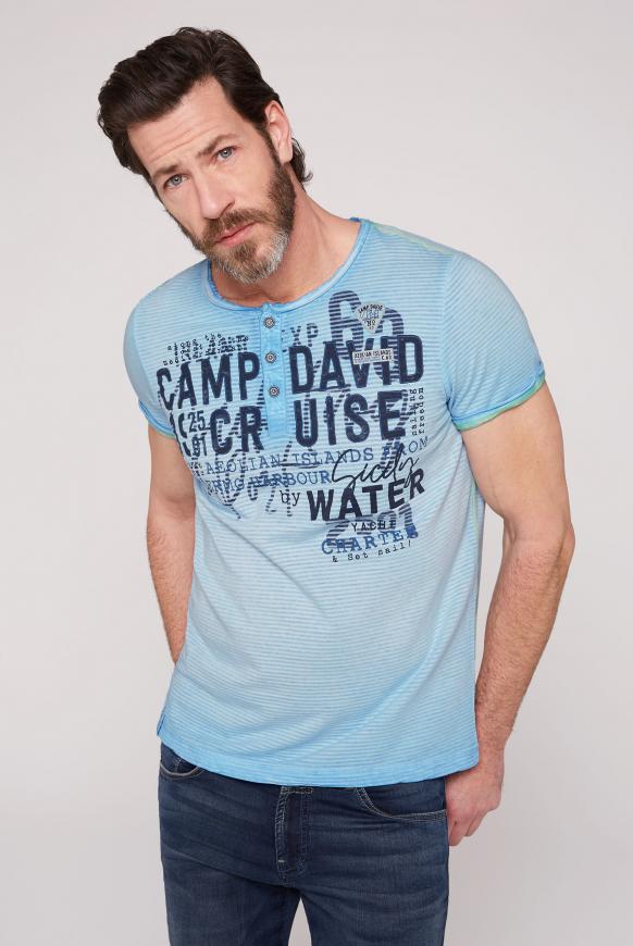 Gestreiftes Henley-Shirt mit Logo Artwork