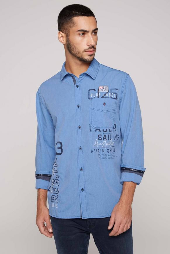 Hemd Fil-à-Fil mit Logo-Applikationen coastal blue