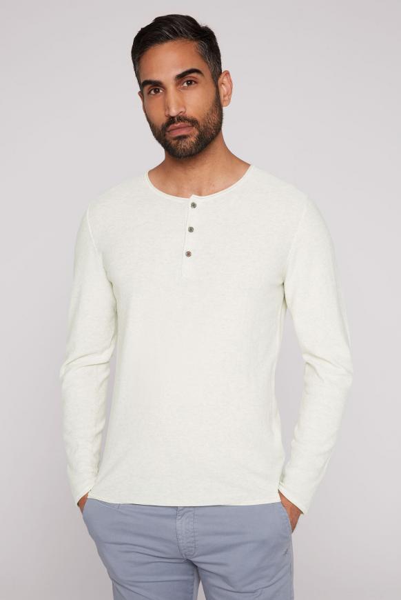 Henley-Shirt aus Feinstrick beige melange