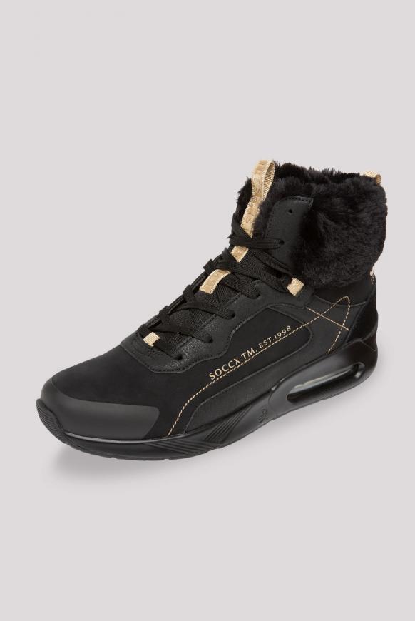 High Top Sneaker mit Fake-Fur-Schaft black