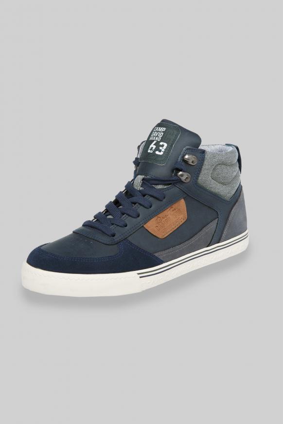 High Top Sneaker mit Label Patches deep sea