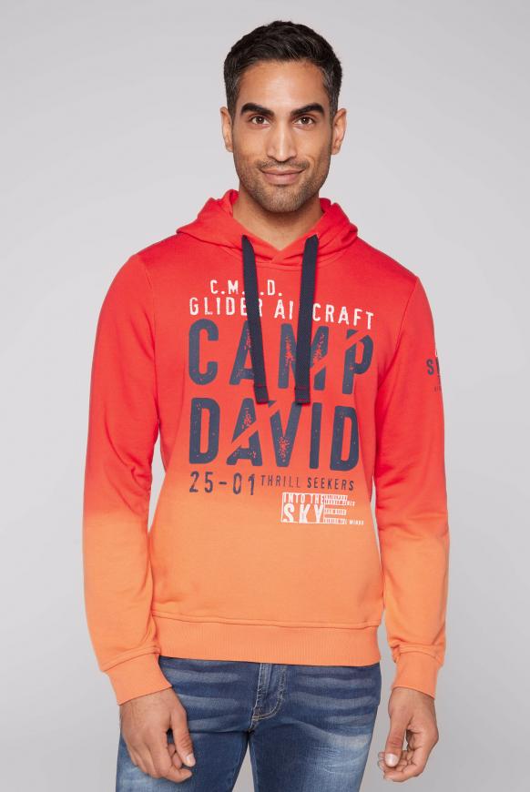 Hoodie Dip Dye mit Logo Print yellow sun / red sun
