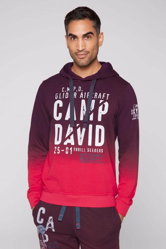 Hoodie Dip Dye mit Logo Print red sun / reef blue