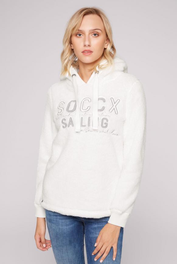 Hoodie im Teddyplüsch-Look mit Artwork
