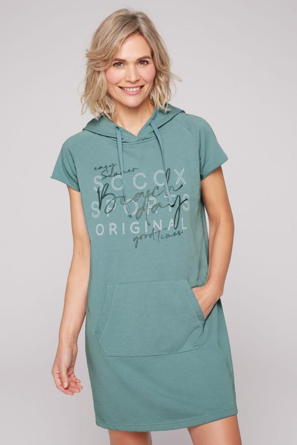 Hoodie-Kleid mit Label Print sea foam