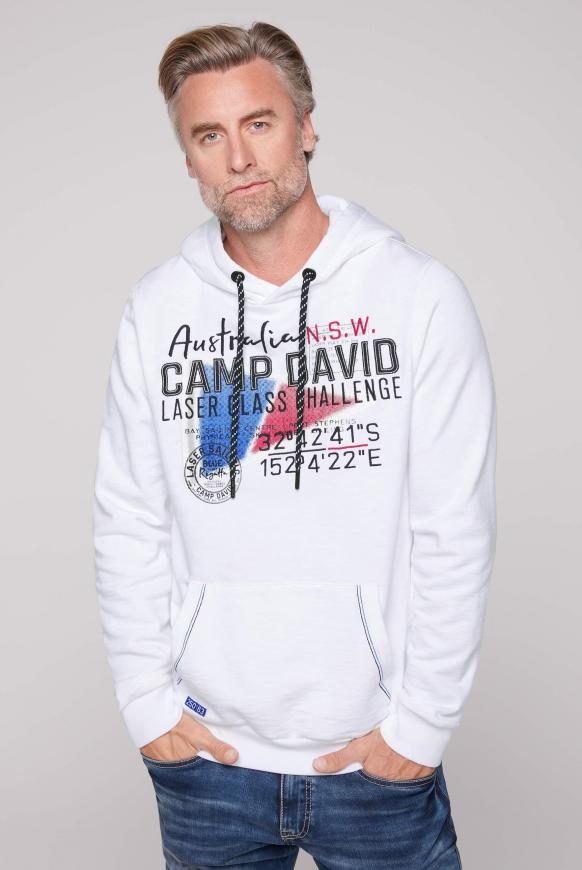 Hoodie mit Logo-Applikationen opticwhite