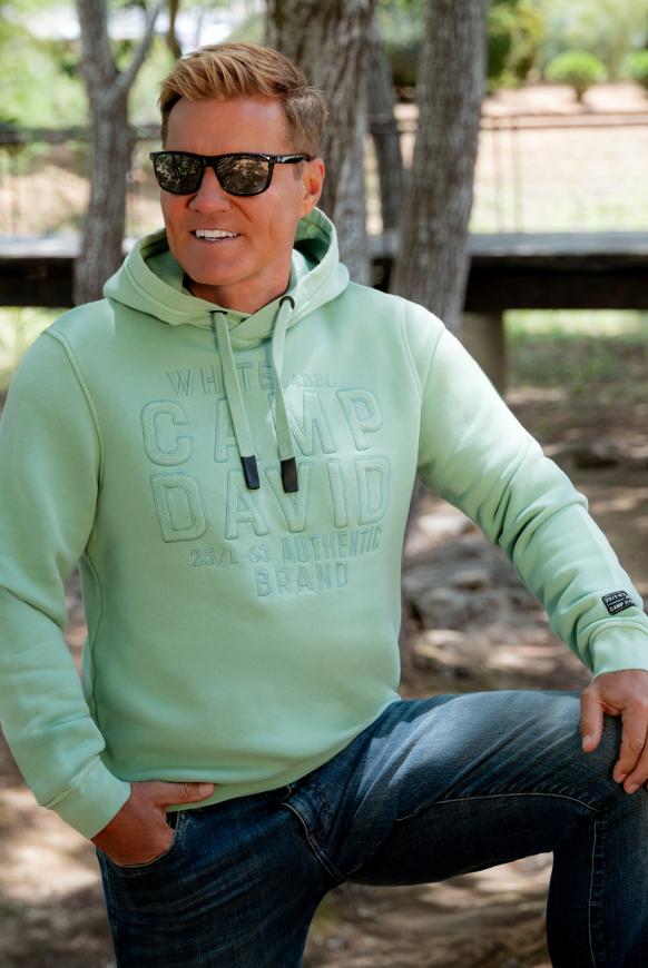 Hoodie mit toniger Logo-Stickerei sea green