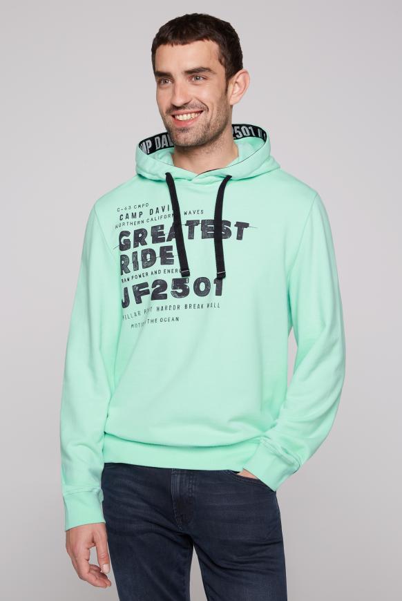 Hoodie mit Wording Print sun aqua