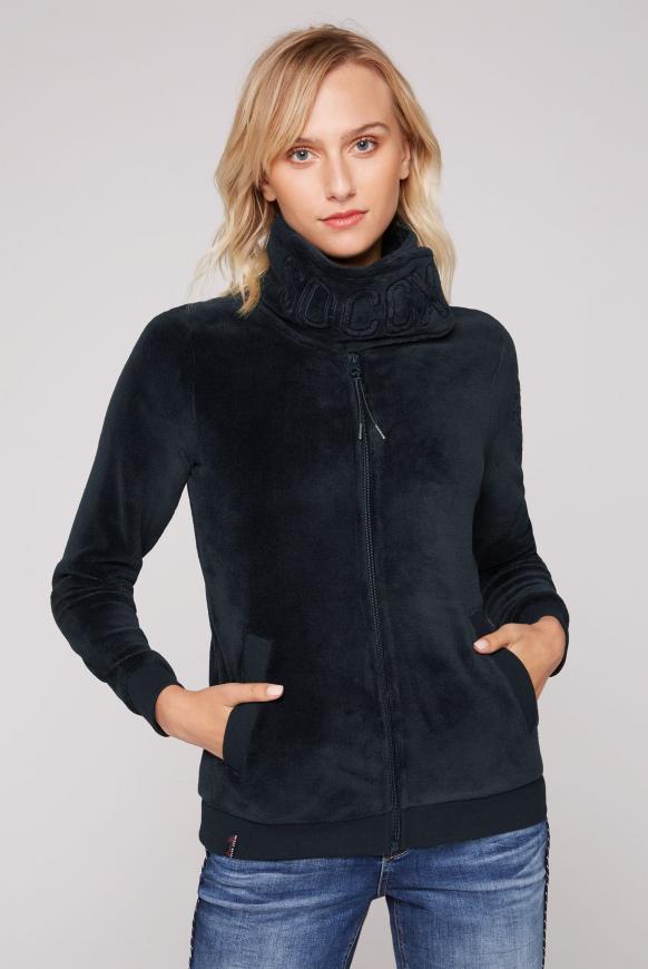Jacke aus Coral-Fleece mit Logo-Kragen