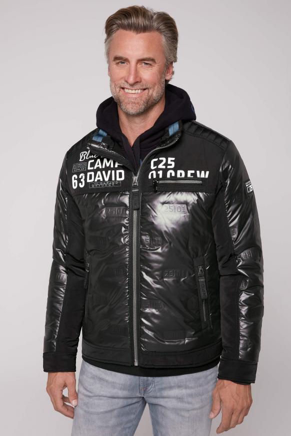 Jacke im Materialmix mit Prägedruck black