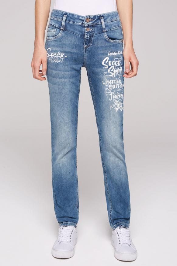 Jeans KA:RA mit Label Prints mid blue printed