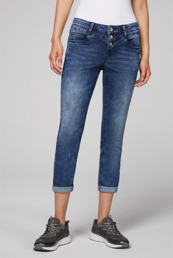 Jeans MI:RA mit Knopfleiste und Tape ocean blue used