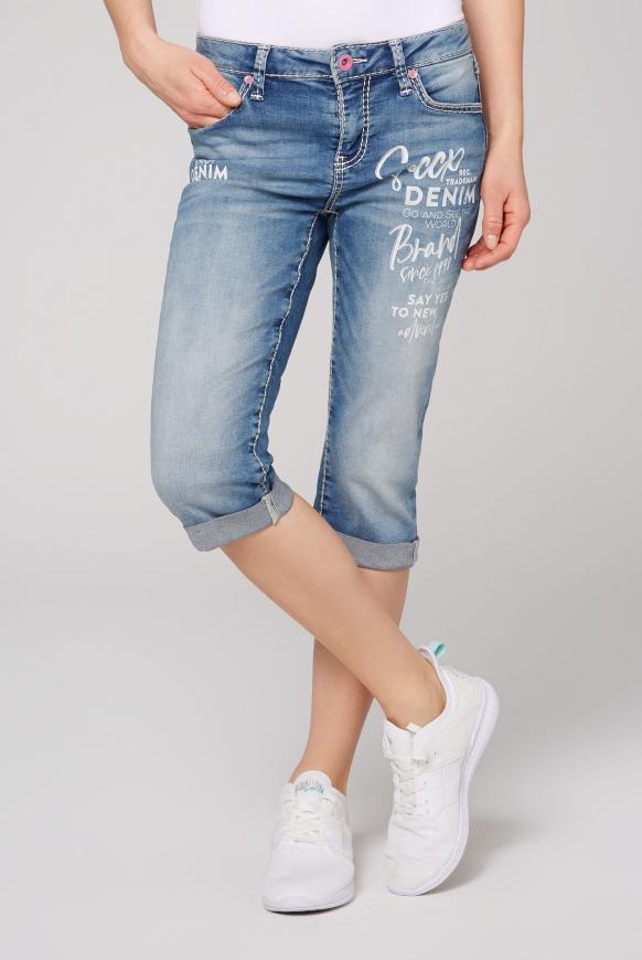 Jeans RO:MY Bermudas mit Wording Print