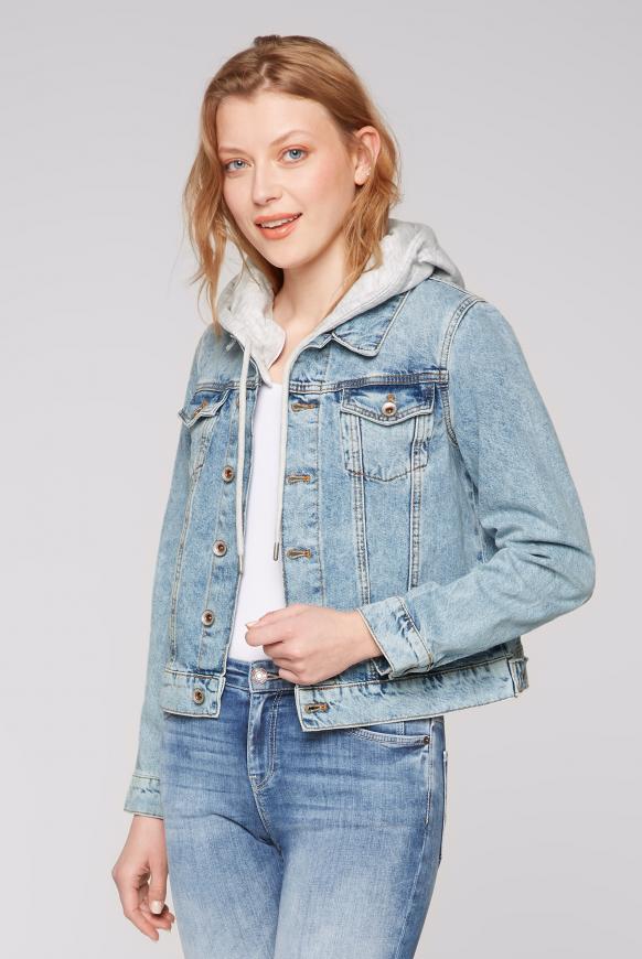 Jeansjacke mit Sweatkapuze und Artwork random used