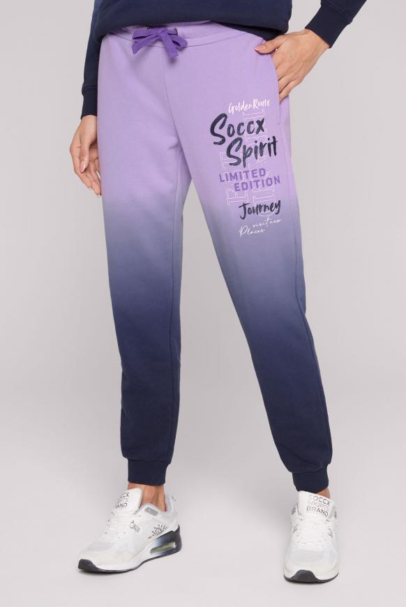 Jogginghose mit Farbverlauf und Logo Prints faded lavender