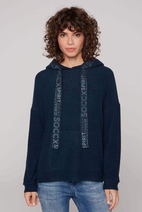Kapuzenpullover mit Logo-Tape blue navy