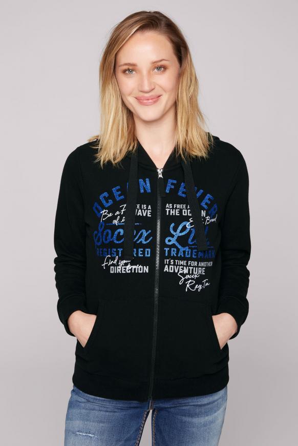 Kapuzensweatjacke mit Glitter Artwork black