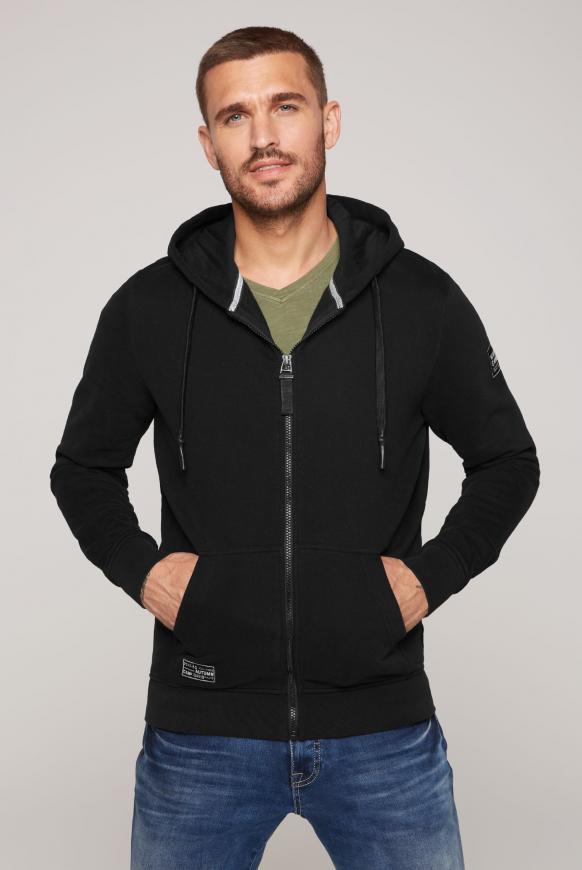 Kapuzensweatjacke mit Patches black