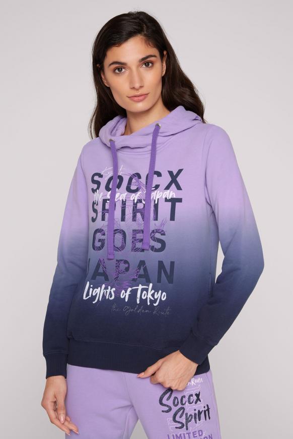 Kapuzensweatshirt Dip Dye mit Artworks