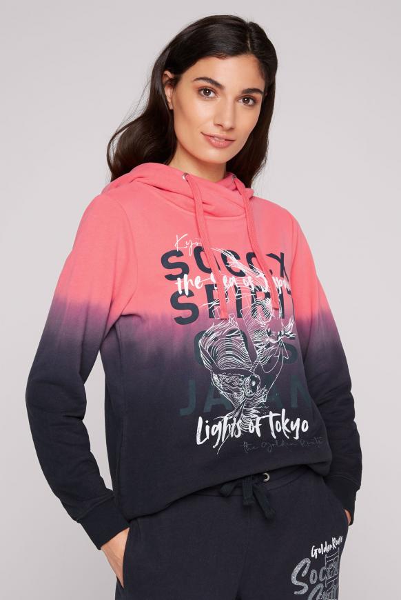 Kapuzensweatshirt Dip Dye mit Artworks