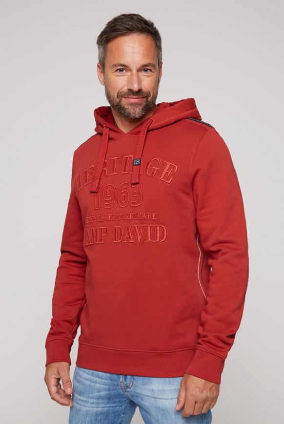 Kapuzensweatshirt mit 3D-Stickereien vintage red