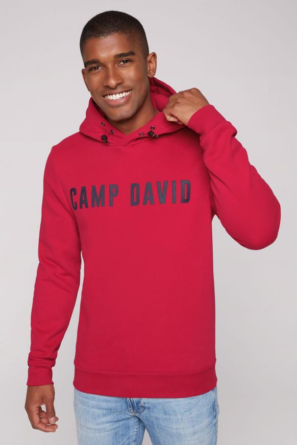 Kapuzensweatshirt mit Logo Rubber Print royal red
