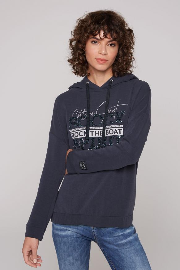 Kapuzensweatshirt mit Pailletten-Artwork blue navy