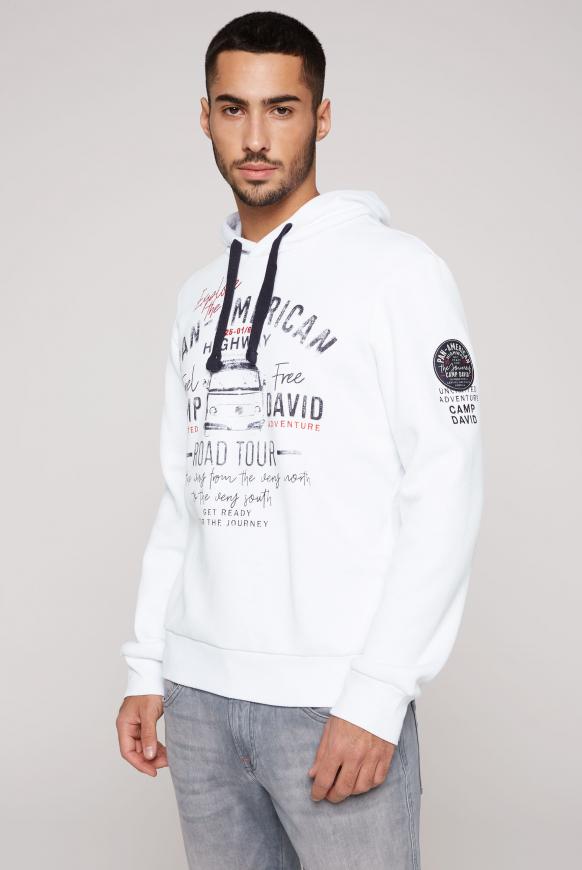Kapuzensweatshirt mit plakativen Artworks opticwhite